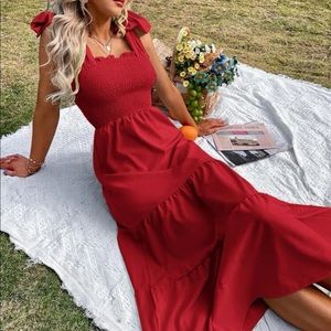 SHEIN tie shoulder ruffle cami dress